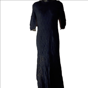 Lulu's Navy Lace  Whimsy Goth Maxi Dress. See Measurements For Accurate Fit.